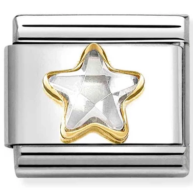 Nomination arany keretes cirkónia csillag ezüst charm  - 030614/010