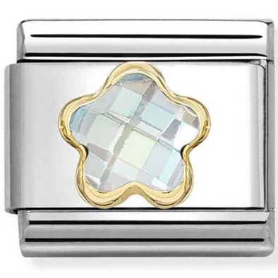 Nomination arany szegélyes virág charm - 030615/010