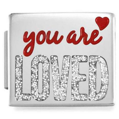Nomination ezüst "YOU ARE LOVED" glitter charm - 230202/03