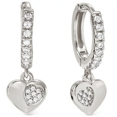 Nomination cirkónia szív ezüst karika fülbevaló - 242305/004