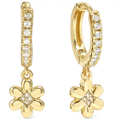 Nomination cirkónia virág aranyozott karika fülbevaló - 242305/012