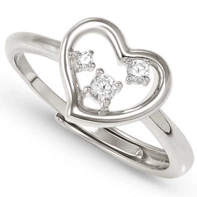 Nomination tripla cirkónia köves szív állítható ezüst gyűrű - 242602/004