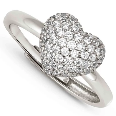 Nomination cirkónia köves domború ezüst szív állítható gyűrű - 242700/004