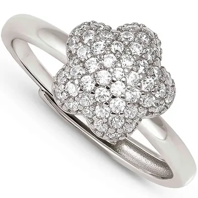 Nomination cirkónia köves domború virág ezüst állítható gyűrű - 242700/010