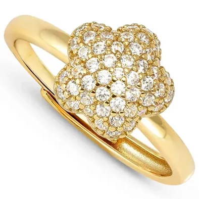 Nomination cirkónia köves domború virág állítható aranyozott gyűrű - 242700/012