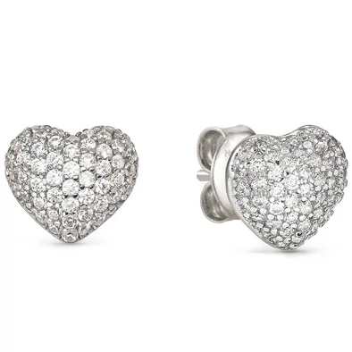 Nomination cirkónia köves domború ezüst szív fülbevaló - 242707/004