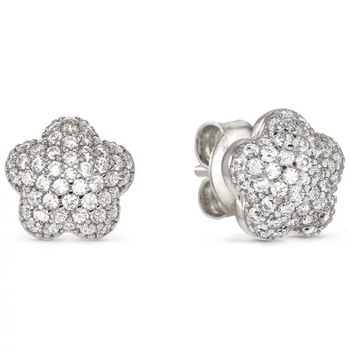 Nomination cirkónia köves domború ezüst virág fülbevaló - 242707/010
