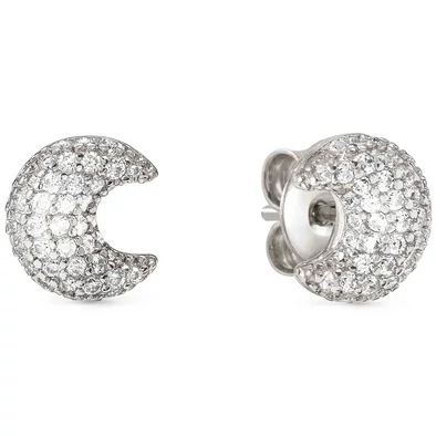 Nomination cirkónia köves domború ezüst félhold fülbevaló - 242707/022
