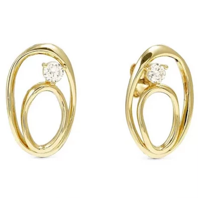 Nomination ovális aranyozott fülbevaló cirkónia kővel - 242811/055