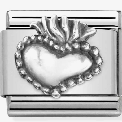 Nomination ezüst gyöngyös szív charm - 330101/51