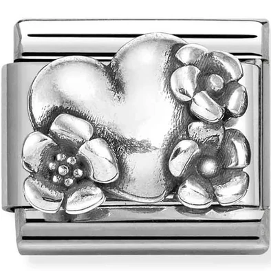 Nomination szív és virágok ezüst charm  - 330101/74 Nomination szív és virágok ezüst charm  - 330101/74