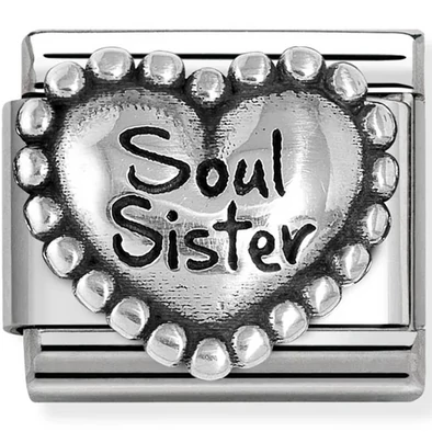 Nomination "Soul Sister" ezüst gyöngyös szív charm  - 330101/82