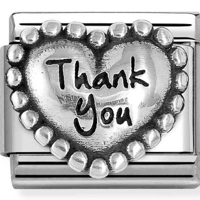 Nomination ezüst vintage "THANK YOU" szív charm  - 330101/83