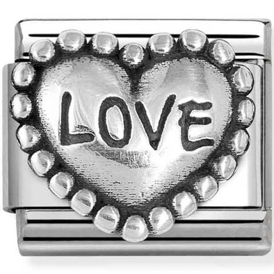 Nomination "Love" gyöngyös szív ezüst charm  - 330101/88