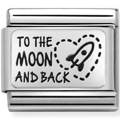 Nomination ezüst "TO THE MOON AND BACK" charm - 330111/39