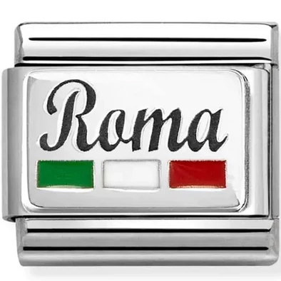 Nomination "Roma" olasz zászló ezüst charm  - 330209/54