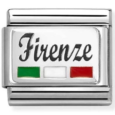 Nomination "Firenze" olasz zászló ezüst charm  - 330209/55
