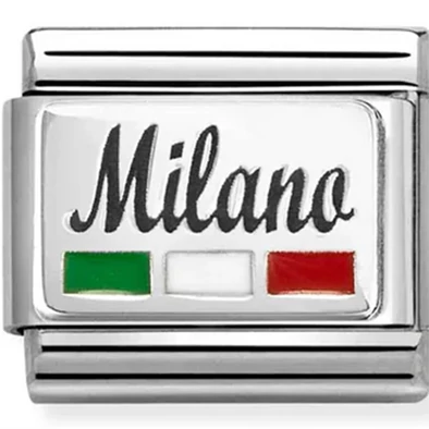 Nomination "Milano" olasz zászló ezüst charm  - 330209/57