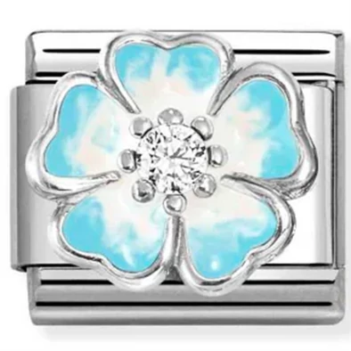 Nomination kék virág charm - 330321/16