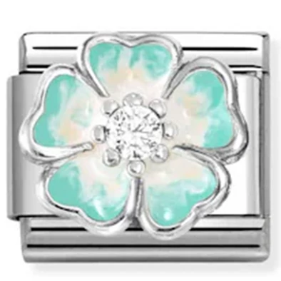 Nomination zöld virág charm - 330321/18