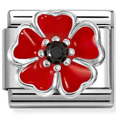 Nomination piros virág charm - 330321/19