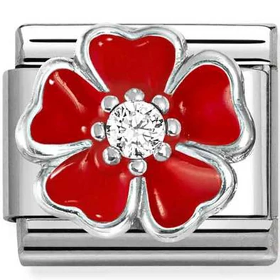 Nomination piros virág charm - 330321/20