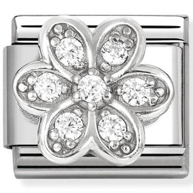 Nomination cirkónia köves virág ezüst charm  - 330322/06