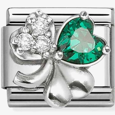 Nomination zöld cirkónia köves négylevelű lóhere charm - 330322/10