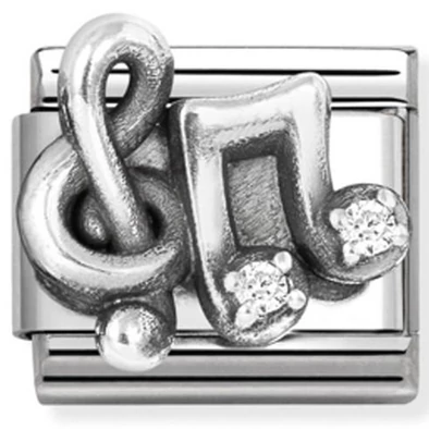 Nomination cirkónia köves hangjegy és violinkulcs ezüst charm  - 330323/12