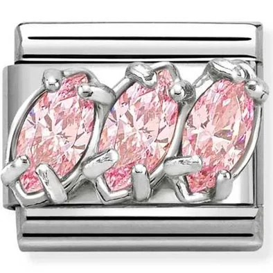 Nomination rózsaszín tripla köves charm - 330329/21