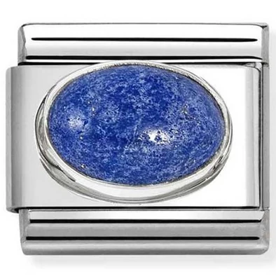 Nomination ovális kék Lapis Lazuli köves ezüst charm  - 330510/09