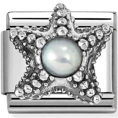 Nomination fehér gyöngy tengeri csillag charm - 330511/09