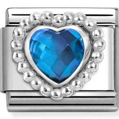 Nomination ezüst kék szív charm  - 330605/007