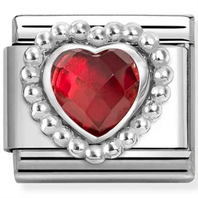 Nomination gyöngyös piros szív charm - 330606/005
