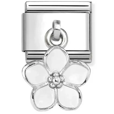 Nomination fehér virág függő charm - 331805/22