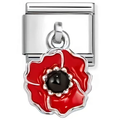Nomination piros mákvirág függő charm - 331805/24