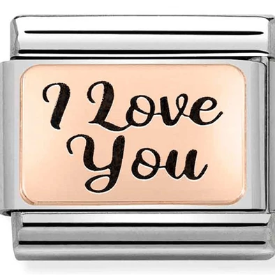 Nomination rozé "I love you" ezüst charm - 430111/18