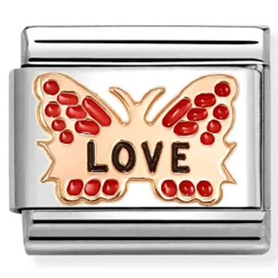 Nomination "LOVE" rozé arany pillangó charm - 430202/47