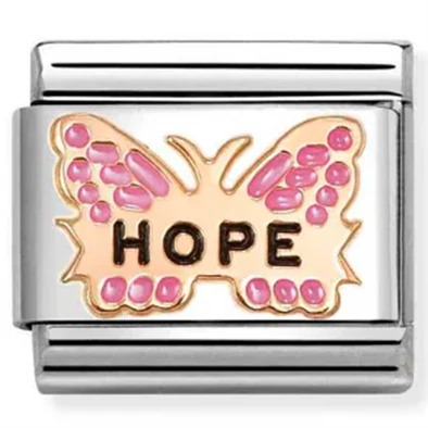 Nomination "HOPE" rozé arany pillangó charm - 430202/50