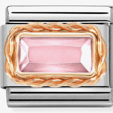 Nomination ezüst rózsaszín kő foglalatban charm - 430604/003