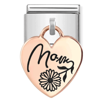 Nomination rozé szív függős "MOM" charm - 431803/09
