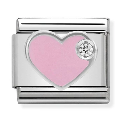 Nomination rózsaszín szív charm - 330305/02