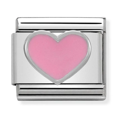 Nomination rózsaszín szív charm - 330202/18