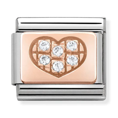 Nomination rozé arany szív charm - 430302/01