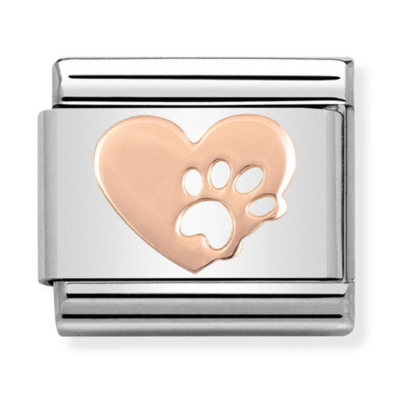 Nomination rozé szív kutyatappancs charm - 430104/12