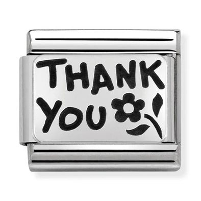 Nomination ezüst 'Thank you' charm - 330102/42
