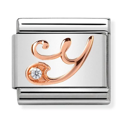 Nomination rozé arany 'Y' betű charm - 430310/25