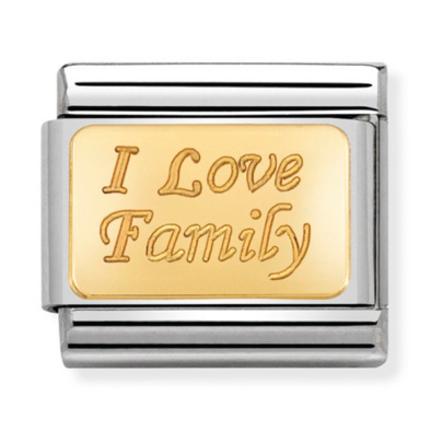 Nomination arany 'I Love Family' charm - 030121/33
