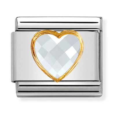 Nomination fehér szív charm - 030610/010