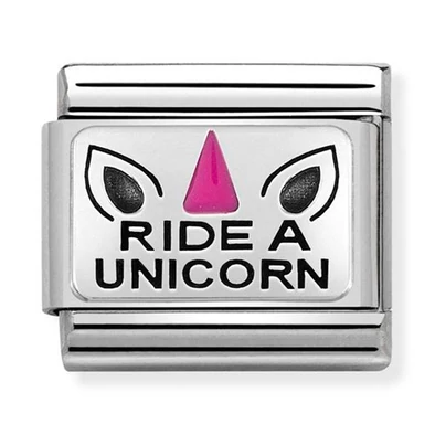 Nomination ezüst 'Ride a unicorn' charm - 330208/21